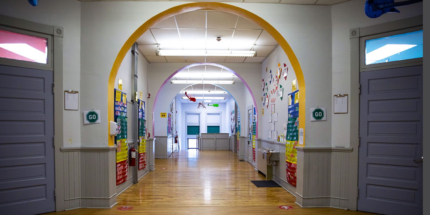 Decorated hallway at Monroe Prep.